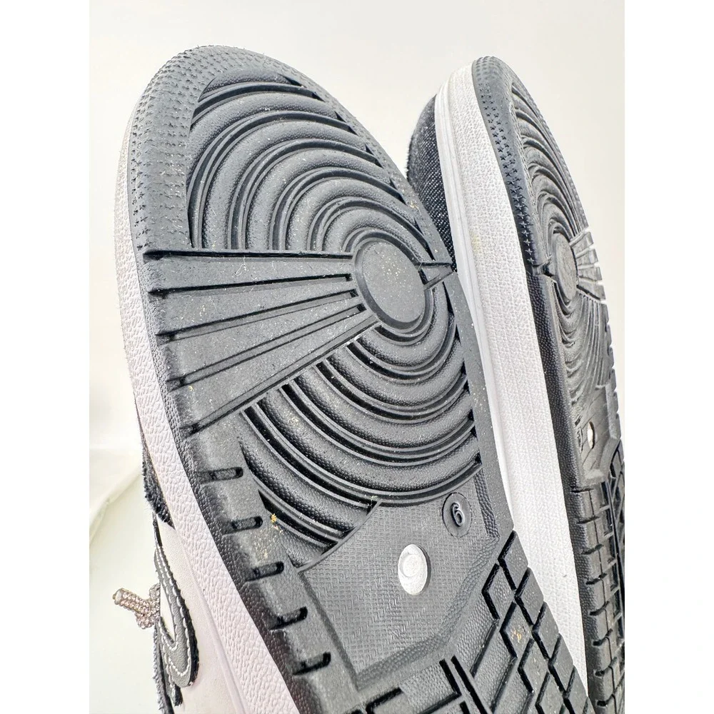 True Religion Sneakers Kids Size 9 Black White Denim Rhinestone Casual Shoes